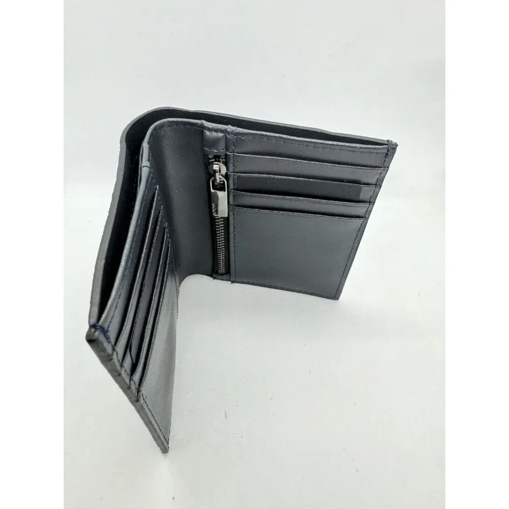 DKNY pebbled faux-leather foldable men's wallet cardcase RFID- Black/Dark navy